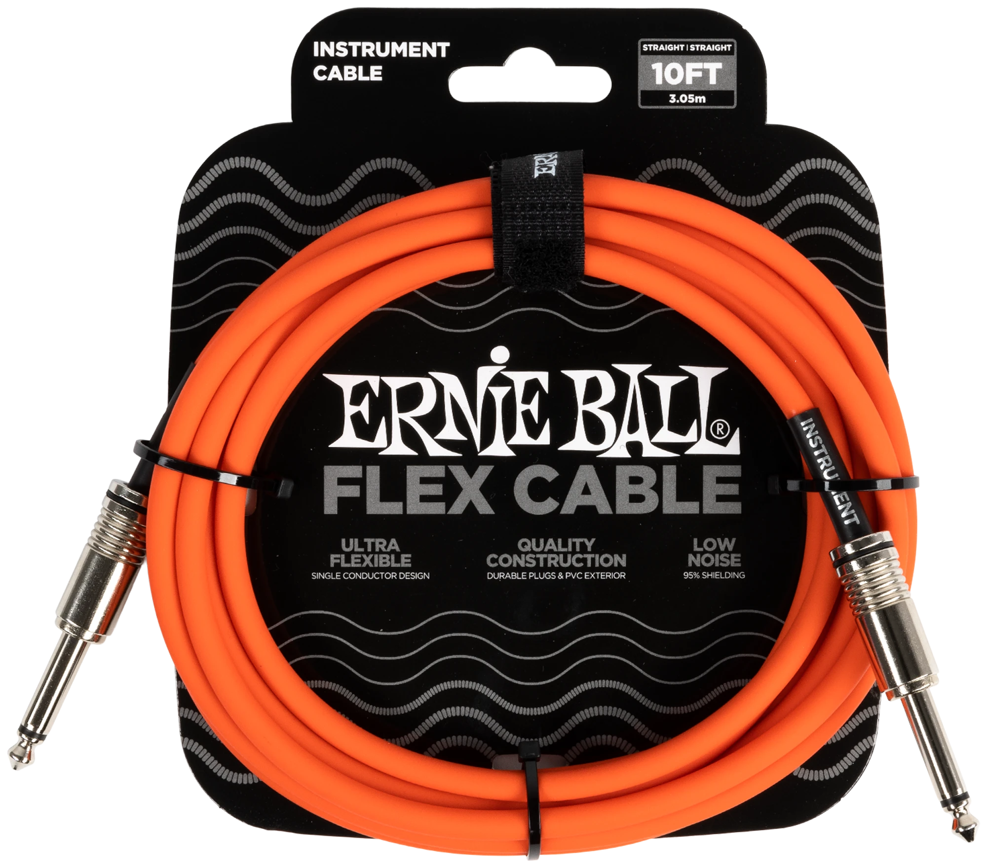 Ernie Ball Instrumentenkabel, Flex, gerade/gerade, Orange, 3.04m